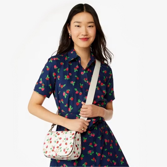 Kate Spade White Strawberry Print Crossbody Madison Bag - Picture 5 of 9